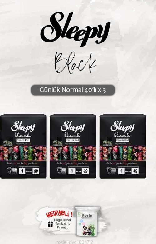 3 Adet Black Günlük Ped Normal 40'lı ve ROSIE