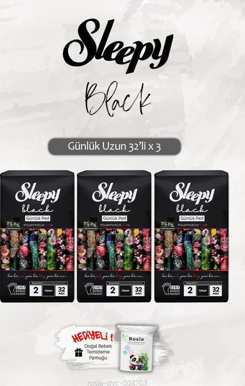 3 Adet Black Günlük Ped Uzun 32'li ve ROSIE