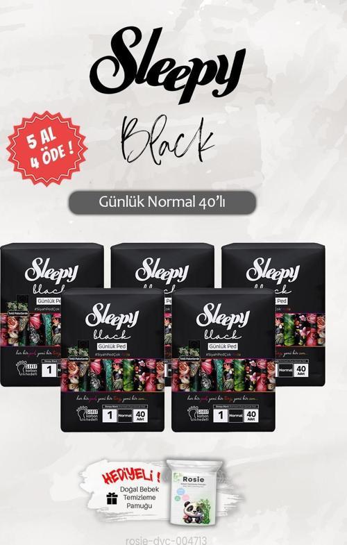 5 AL 4 ÖDE Black Normal 40'lı Günlük Ped, ROSIE Hediye