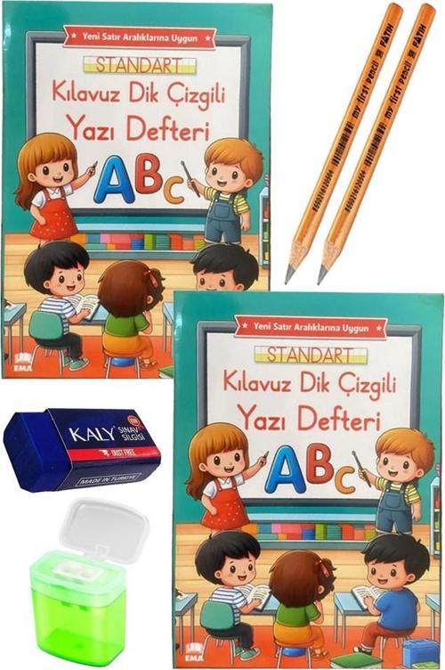 Kılavuz Dik Çizgili Güzel Yazı Defteri A4 Büyük Boy Fatih Jumbo Kurşun Kalem Sınav Silgisi Kalemtraş Yeni Müfredat