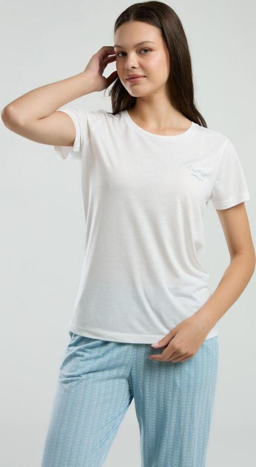 Kadın Beyaz Kısa Kol Pijama Takım