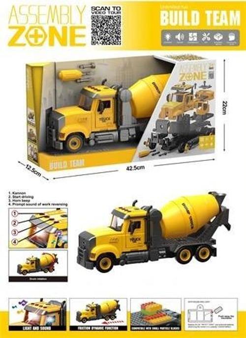 Oyuncak Sesli Işıklı Pilli Sök Tak İş Makineneleri Kamyon Beton Mikseri  YW9075C