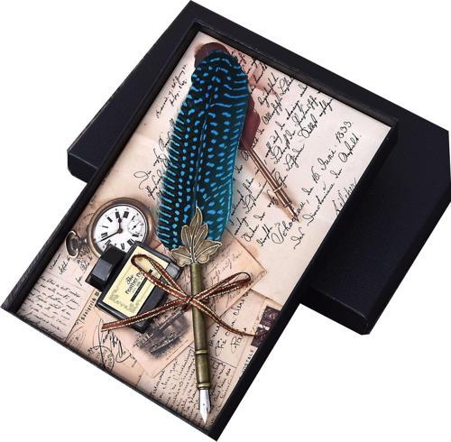 Renkli Doğal Tüy Kaligrafi Kalemi Lacivert