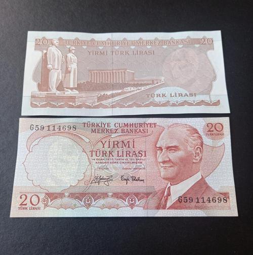 39963685477f34f74a 6.Emisyon 3.Tertip G59 Serisi Çil 20Lira Eski kağıt para