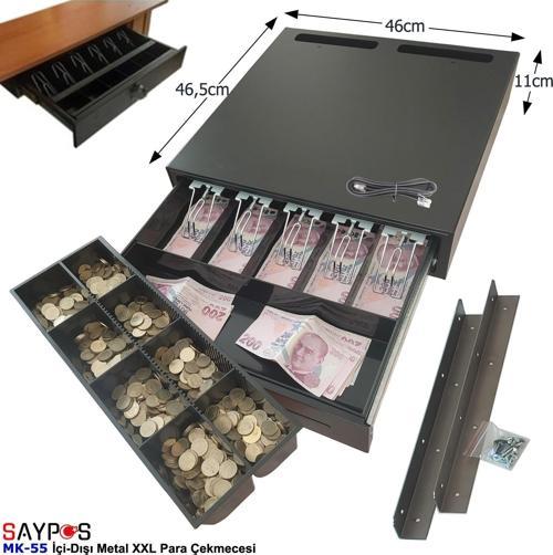 Montaj Askılı İçi-Dışı Full Metal 5 Geniş Banknotluk Ekstra Büyük Para Çekmecesi 46x46,5x11cm