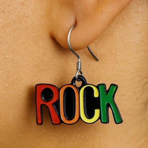 Rock Yazısı Şekilli Mineli Kadın Küpe Çift Adet El Yapımı Küpe