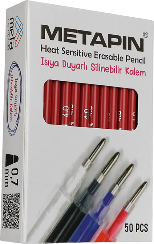 Metapin Isı ile Silinebilen Uçan Refill Kalem İçi Kırmızı (0.7 mm) - 50 Adet