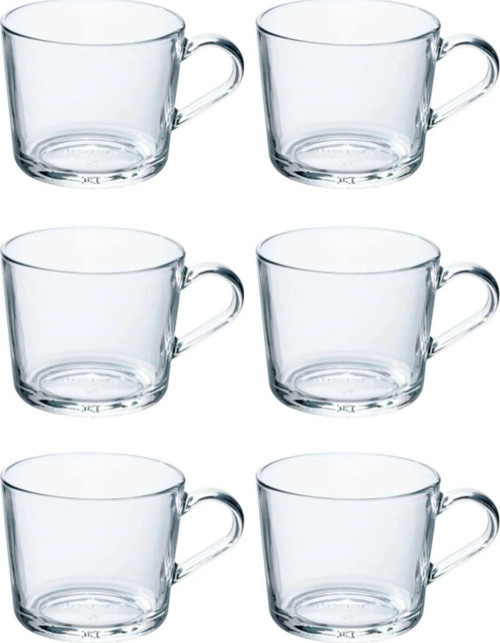 6 Adet Şeffaf Cam Kupa Hacim: 240 Ml Fincan Yükseklik: 7 Cm
