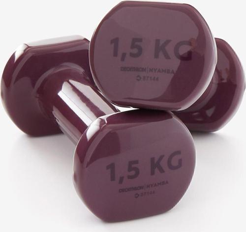 Tek Ebat Domyos 1,5 Kg Dambıl X2 - Fitness Hafif Antrenman Dambıl Seti Mor 1,5 Kg Döküm