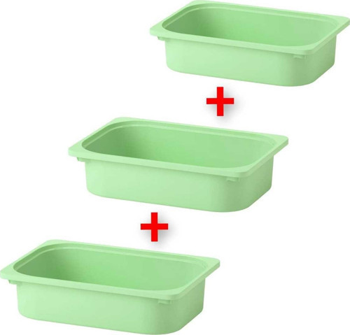 3 Adet Plastik Oyuncak Saklama Kutusu 42X30X10 Cm İkea 3'Lü Set Düzenleme Kutusu Açık Yeşil Kutu