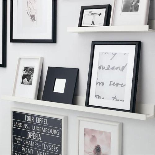 Mosslanda Beyaz 115 Cm Raf Fotoğraf Resim Çerçevesi Tablo Biblo Kitap Için Ahşap Duvar Rafı