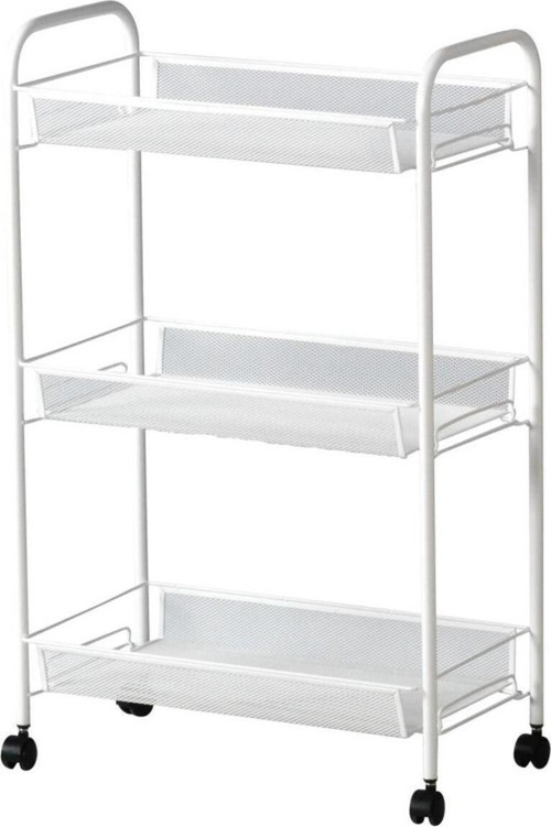Hornavan Tekerlekli Servis Arabası - Sehpası - Metal / Beyaz - 26 X 48 X 77 Cm