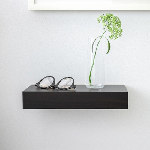 Siyah Lack 30X26 Cm Venge Gizli Bağlantılı Ahşap Duvar Rafı Suntalam 30 Cm 26 Cm