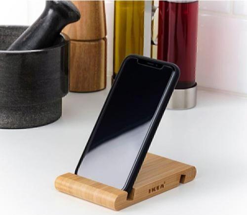 Kahverengi Bergenes Cep Telefonu Tablet Standı Bambu Tutucu Ahşap Telefon Tutucu Direksiyon Akrobat