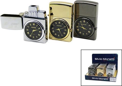 SAATLİ - METAL - AÇ KAPA KAPAK IZGARALI RÜZGAR ÇAKMAK (5060)