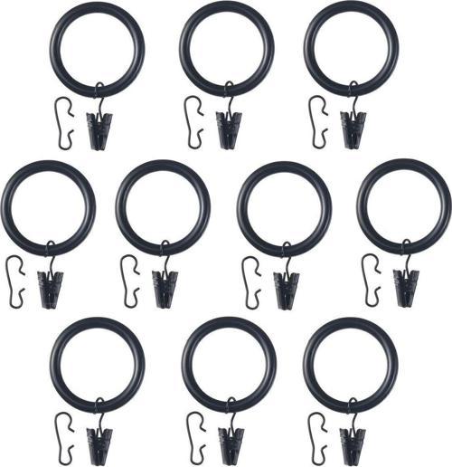 Syrlıg Perde Halkası Seti, Siyah, 38 Mm, 10 Adet