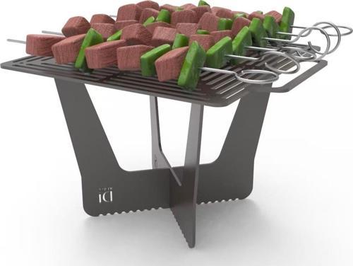 Izgaralı Kare Sac Ayağı Portatif Ateş Demiri Kamp Ve Piknikcilere