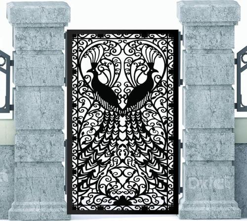 Bahçe Kapısı Desenli Saç Panel Cnc Lazer Kesim Tavuskuşu Modeli 1 Adet 1X2 Metre Fiyatıdır