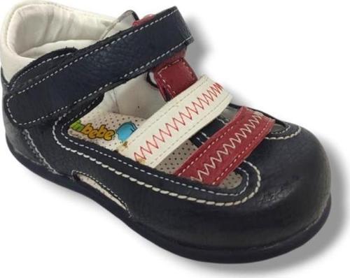 Şirinbebe1607-20 Çift Dikiş Cırtlı Erkek Çocuk Sandalet Lacivert Kırmıız 21-25