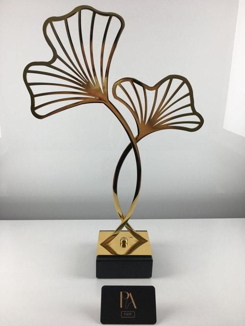 Gold Tek Metal Dekoratif Obje Biblo Süs Eşya Salon Aksesuar Tv Sehpa Masa Konsol Ofis Salon Dekor 45x32