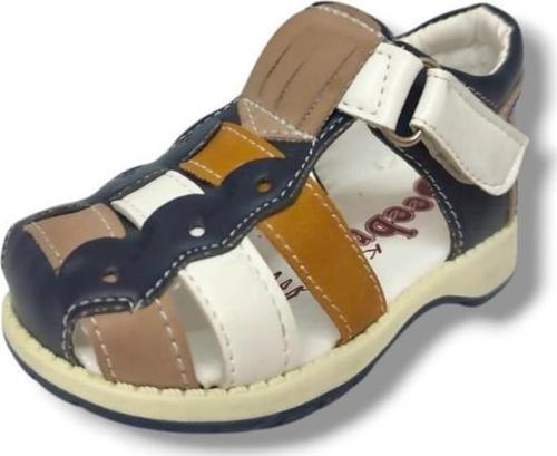 Şirinbebe1609-20 Anatomik Çift Bant Çicekli Kız Çocuk Sandalet Sarı Beyaz 21-25