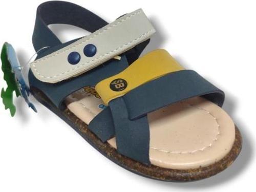 Şirinbebe 1632-20 Anatomik 3 Cırt Bant Erkek Çocuk Sandalet Lacivert Sarı 21-25