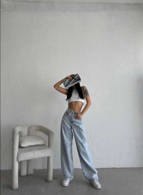 Loose Fıt Kar Yıkama Baggy Jean Pantolon