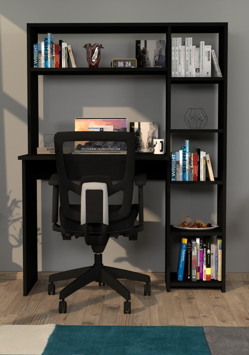 Duru Kitaplıklı Çalışma Masası Siyah