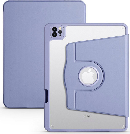 Fuchsia Apple iPad 10.2 2021 (9.Nesil) Termik Kalem Bölmeli Dönebilen Standlı Kılıf