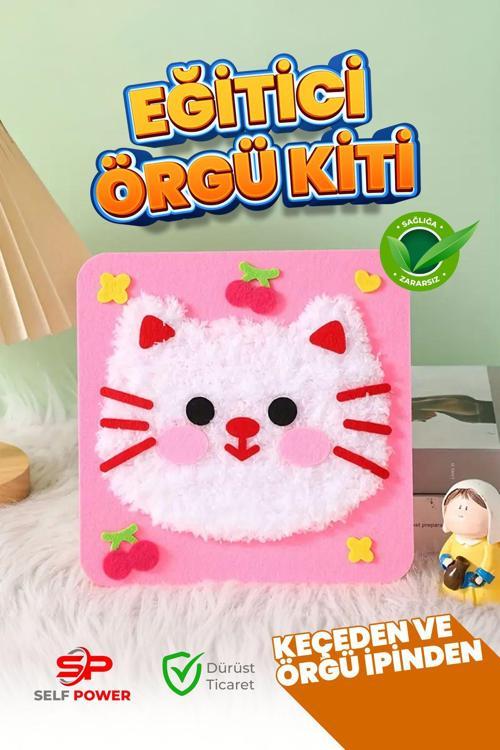 Kedicikli Keçe Yaratıcı El Sanatları Başlangıç Seti Sevimli Hayvan Dikiş Ve Örgü Seti, El Sanatları