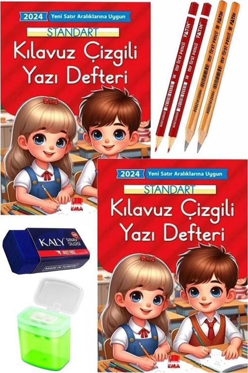 Güzel Yazı Defteri Orta Boy Fatih Kırmızı ve Siyah Jumbo Kurşun Kalem Sınav Silgisi Kalemtraş Yeni Müfredat Standart