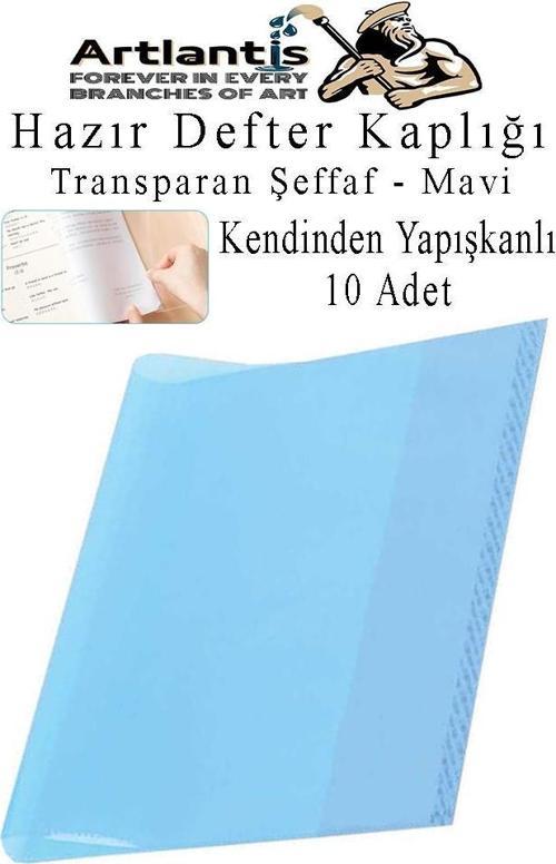 Hazır Defter Kaplığı Şeffaf Buzlu Mavi A4 10 Adet 1 Paket Cırtlı Ayarlanabilir Kendinde Yapışkanlı Kaplık Okul Sınıf
