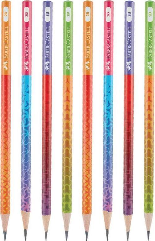 Yuvarlak Kurşun Kalem Smoothıe 8 Adet 1 Paket Faber Kurşun Kalem 2B Siyah Kurşun Kalem Smoothıe Desenli 2B Kalem