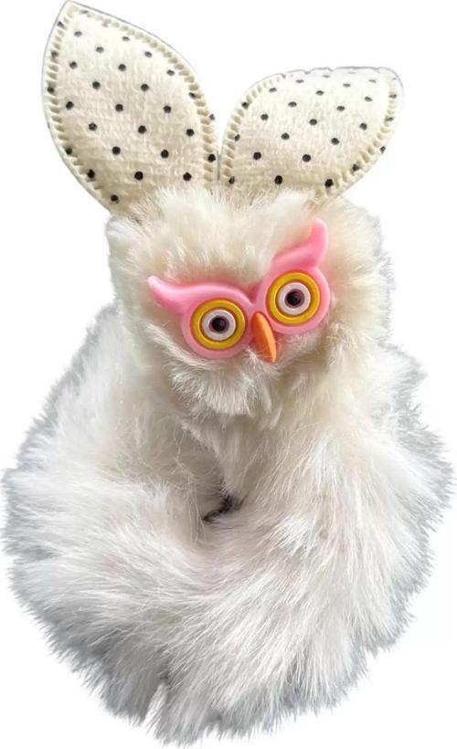 Krem Renk Baykuşlu Peluş Simit Toka