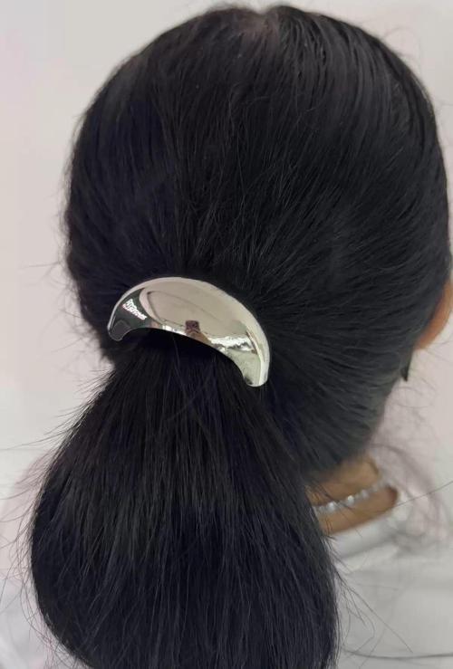 Gümüş Renk Kalın Metal Detaylı Lastik Toka