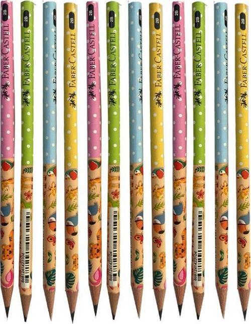 Sevimli Dostlar Yuvarlak Kurşun Kalem 8 Adet 1 Paket Faber Kurşun Kalem 2B Siyah Kurşun Kalem Sevimli Dostlar Desenli 2B