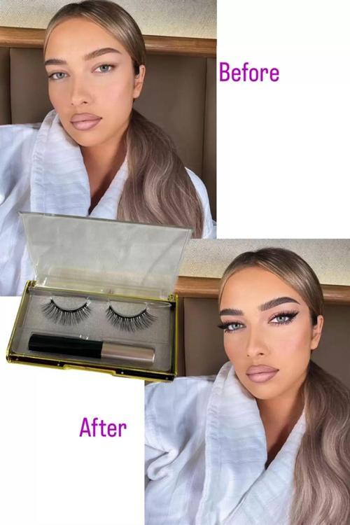 Manyetik Eyeliner'lı Mıknatıslı Doğal İpek Takma Kirpik #001 Yoğun