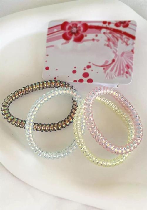 4'lü Pembe Renkli Helezon Hologramlı Lastik Toka