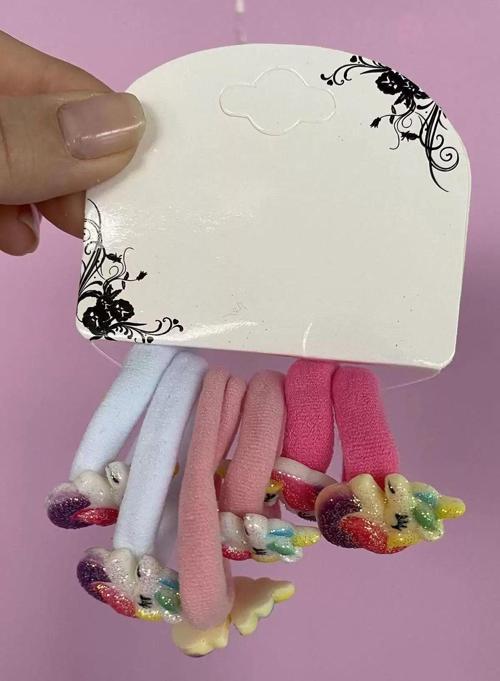 6'lı Karışık Renk Unicorn Figürlü Lastik Toka Set