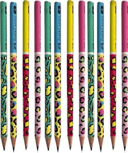 Safari Yuvarlak Kurşun Kalem 12 Adet 1 Paket Faber Kurşun Kalem 2B Siyah Kurşun Kalem Safari Desenli 2B Kalem