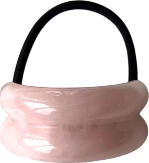 Pembe Renk Mermer Görünümlü Lastik Toka