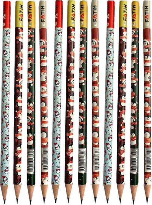 Penguen Yuvarlak Kurşun Kalem 12 Adet 1 Paket Fatih Kurşun Kalem 2B Siyah Kurşun Kalem Penguen Desenli 2 B Kalem