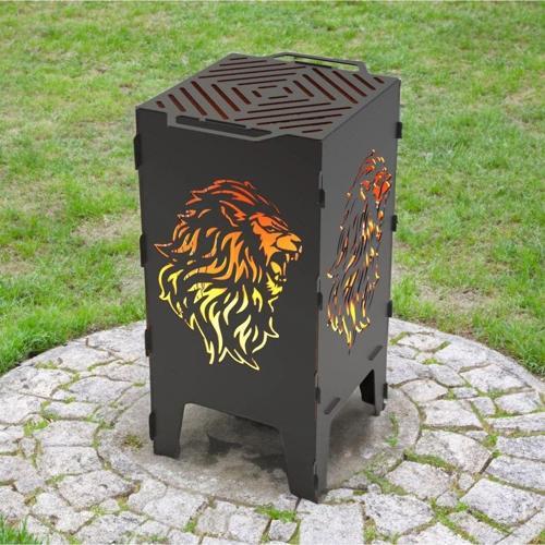 Aslan Desenli Dekoratif Mangal Portatif Ateş Çukuru
