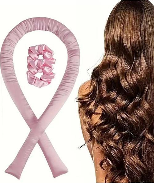 Pembe Renk Saç Şekillendirici Saç Sosisi Saten Toka Seti
