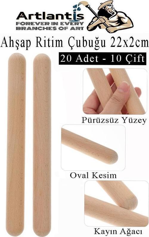 Ahşap Ritim Çubuğu 20 Adet 10 Çift Okul Öncesi Eğitici Anaokulu Ritim Tokmağı Çubukları Çocuk Etkinlik Perkusyon Müzik A