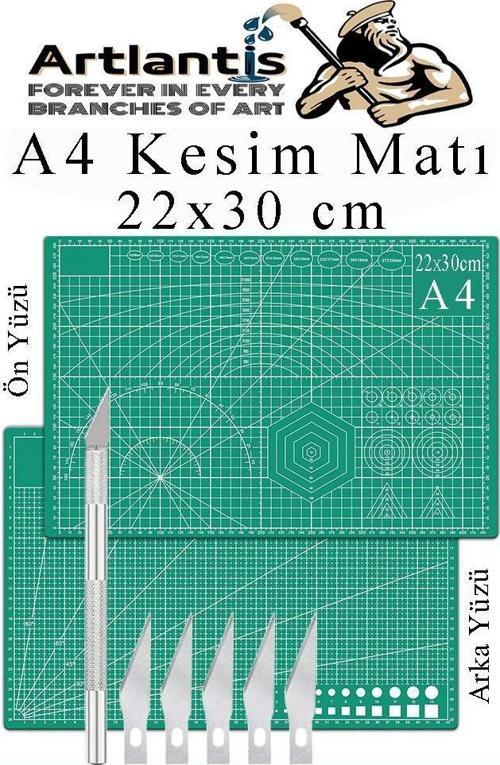 Kesim Matı A4 ve Kretuar Seti 1 Adet 22x30 cm Çift Taraflı Çizim Matı Kesme Madı Kesim Tablası Kesim Altlığı