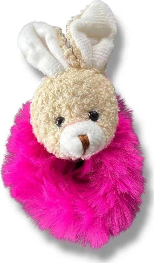 Fuşya Renk Tavşanlı Peluş Simit Toka
