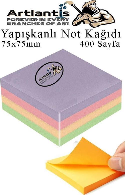 Yapışkanlı Not Kağıdı 4 Renk 400 Sayfa 1 Paket Harmoni Küp Blok Yapışkanlı Postit 75x75 mm Renkli