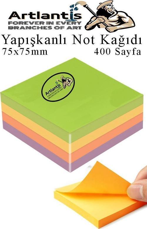 Yapışkanlı Not Kağıdı 4 Renk 400 Sayfa 1 Paket Bahar Küp Blok Yapışkanlı Postit 75x75 mm Renkli