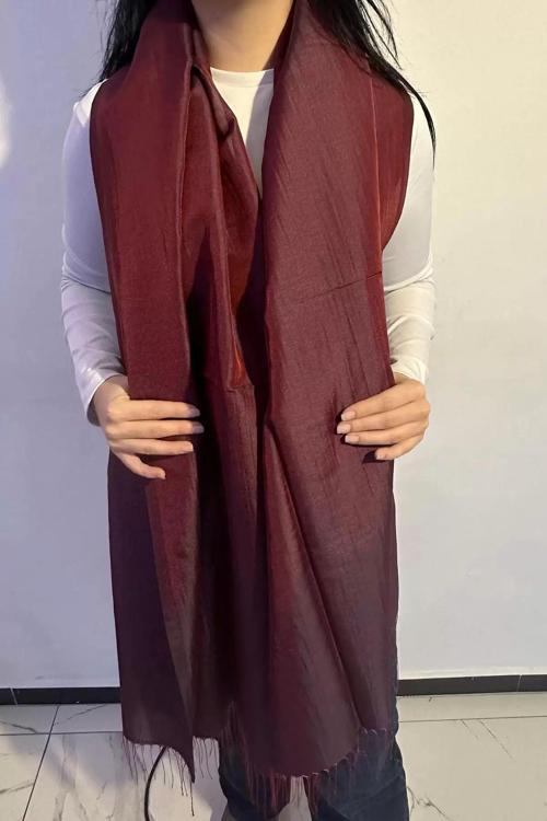 Bordo Renk Tafta Şal